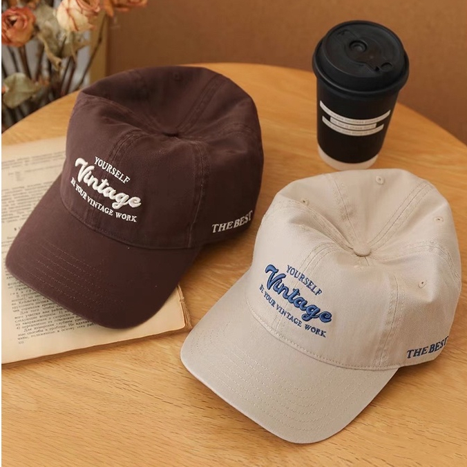 Mũ lưỡi trai, nón kết nam nữ thêu nổi chữ Vintage đi học đi chơi chất liệu vải Kaki thoáng khí SOLILA STORE