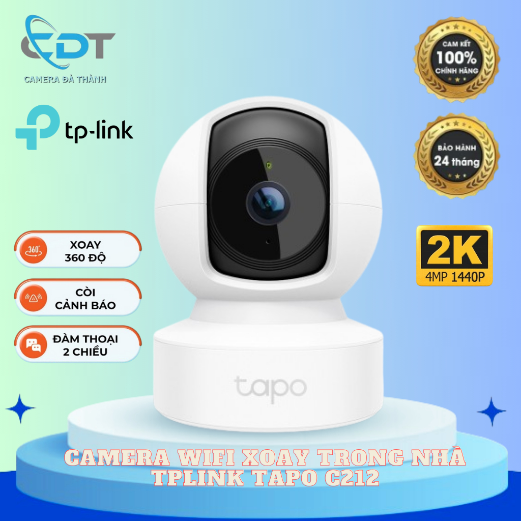 Camera WiFi TP-Link Tapo C212 (2K) và C200 2MP Xoay 360, Xoay 360, Quản Lí App Đàm Thoại 2 Chiều