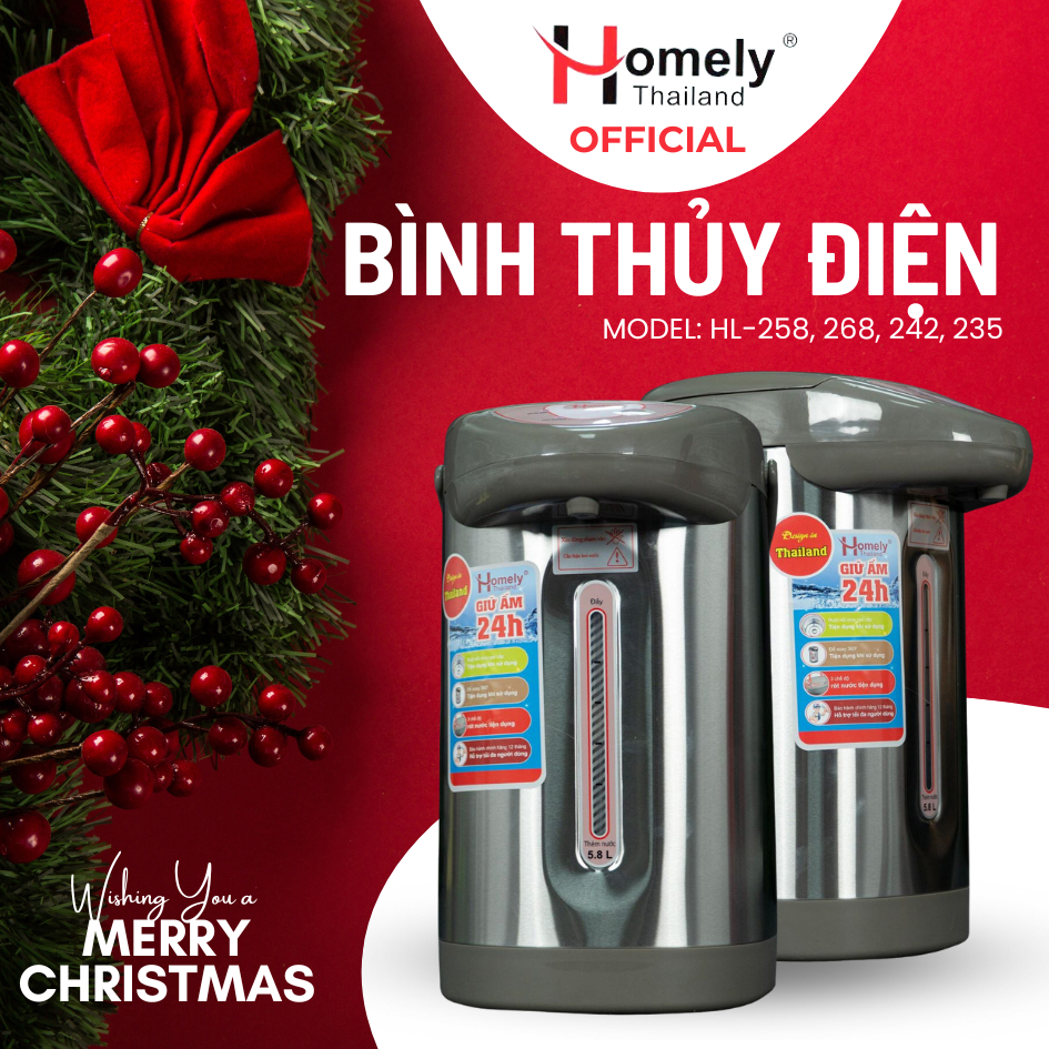 Bình thủy điện Homely HL-258, thân bình 2 lớp dày dặn, đun sôi và giữ nhiệt tốt, bảo hành chính hãng