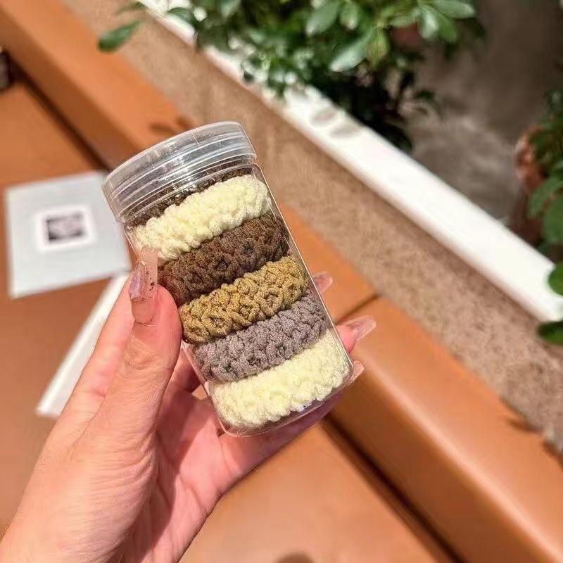 Ống dây thun buộc tóc 1 set 6 cái bảng to màu đen màu nâu màu trắng giá rẻ sinh viên