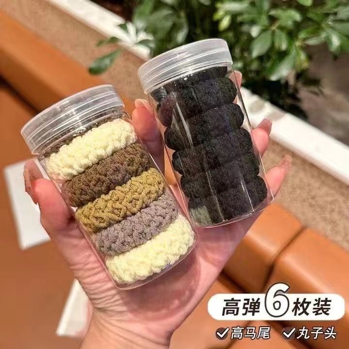 Ống dây thun buộc tóc 1 set 6 cái bảng to màu đen màu nâu màu trắng giá rẻ sinh viên