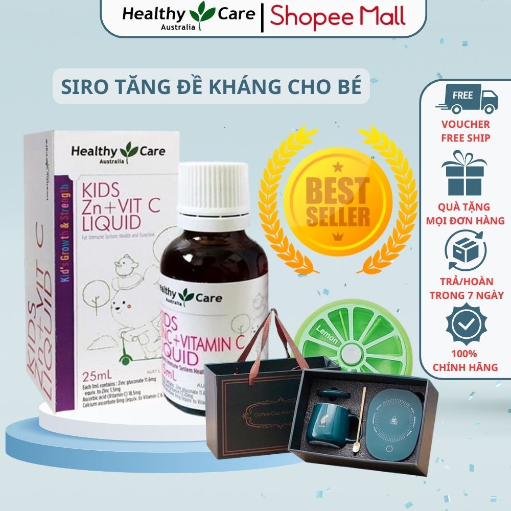 Kẽm nước tăng sức đề kháng, giúp bé ăn ngon, ngủ ngon Healthy Care Kids ZinC + Vitamin C Liquid 25ml