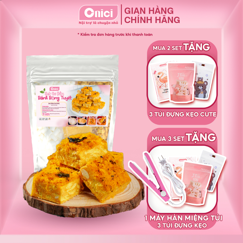 Set bánh bông tuyết hoàng kim Bếp Của Mẹ Onici nguyên liệu nấu cơ bản 20 viên