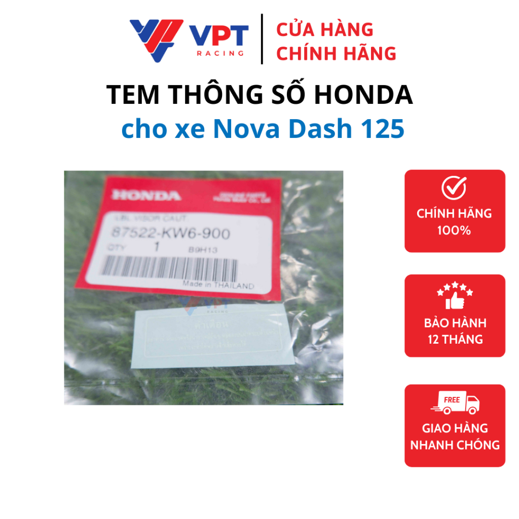 Tem thông số Honda cho xe Nova Dash 125