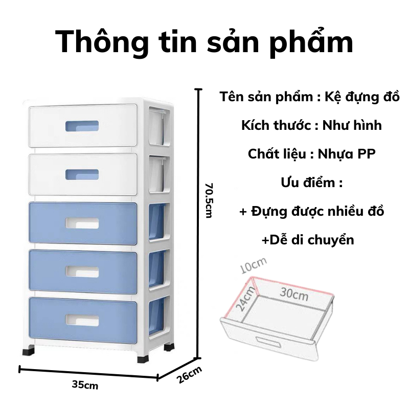 Tủ đựng đồ, Tủ lưu trữ ngăn kéo nhiều lớp,Được làm từ chất liệu pp cao cấp - MA NOR STORE