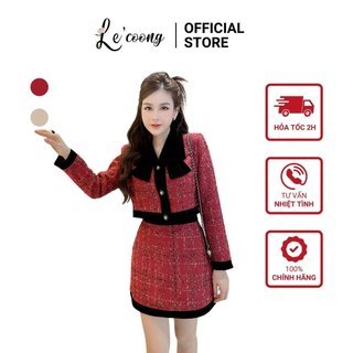 Set bộ dáng ngắn lecoong b85 váy dạ tweed tiểu thư sang chảnh