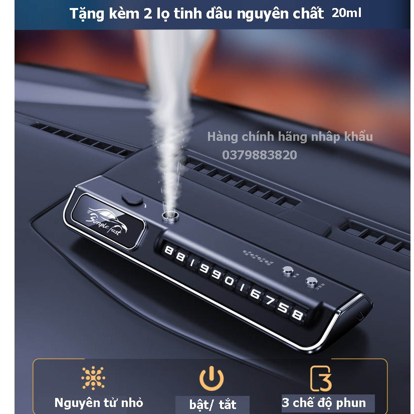 Máy khuyêch tán tinh dầu thơm tự động khử mùi xe ô tô, máy xông nước hoa khử mùi xe hơi thông minh kết hợp đèn led AI