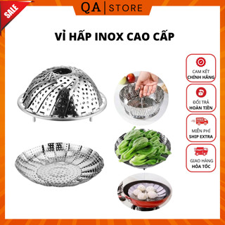Vỉ Xửng Hấp Inox Đa Năng Không Gỉ Set Gấp Gọn Tiện dụng, Dễ Dàng Đóng Mở Khi Dùng
