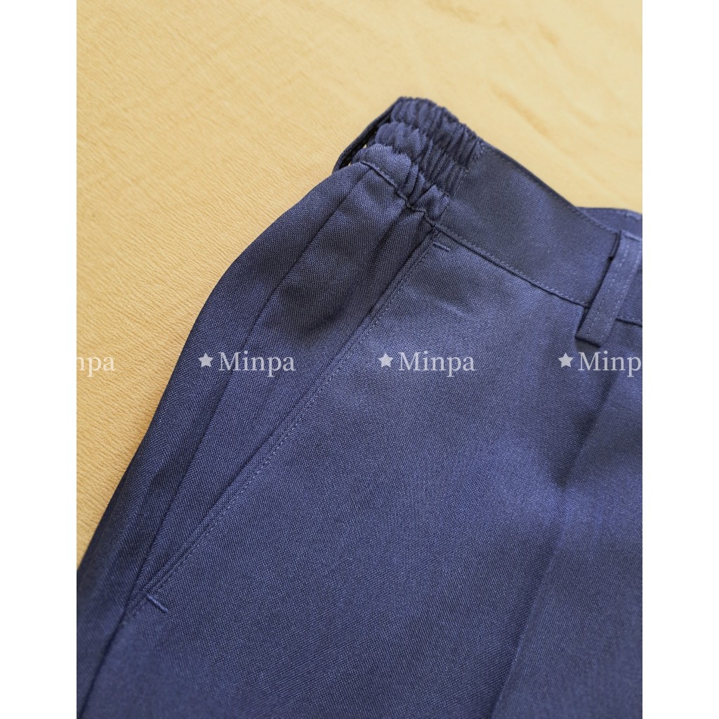 Quần tây LƯNG THUN nam cho học sinh màu XANH ĐEN quần tây cạp cao đứng form chất vải TERIN gân ít nhăn