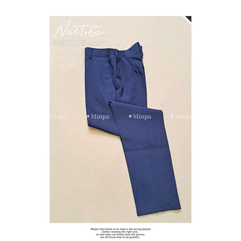 Quần tây LƯNG THUN nam cho học sinh màu XANH ĐEN quần tây cạp cao đứng form chất vải TERIN gân ít nhăn