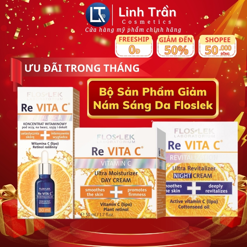 [Chính Hãng] Serum vitamin C kem dưỡng ngày đêm Floslek Re Vita C, tinh chất trẻ hóa da mờ thâm làm sáng chống lão hoá