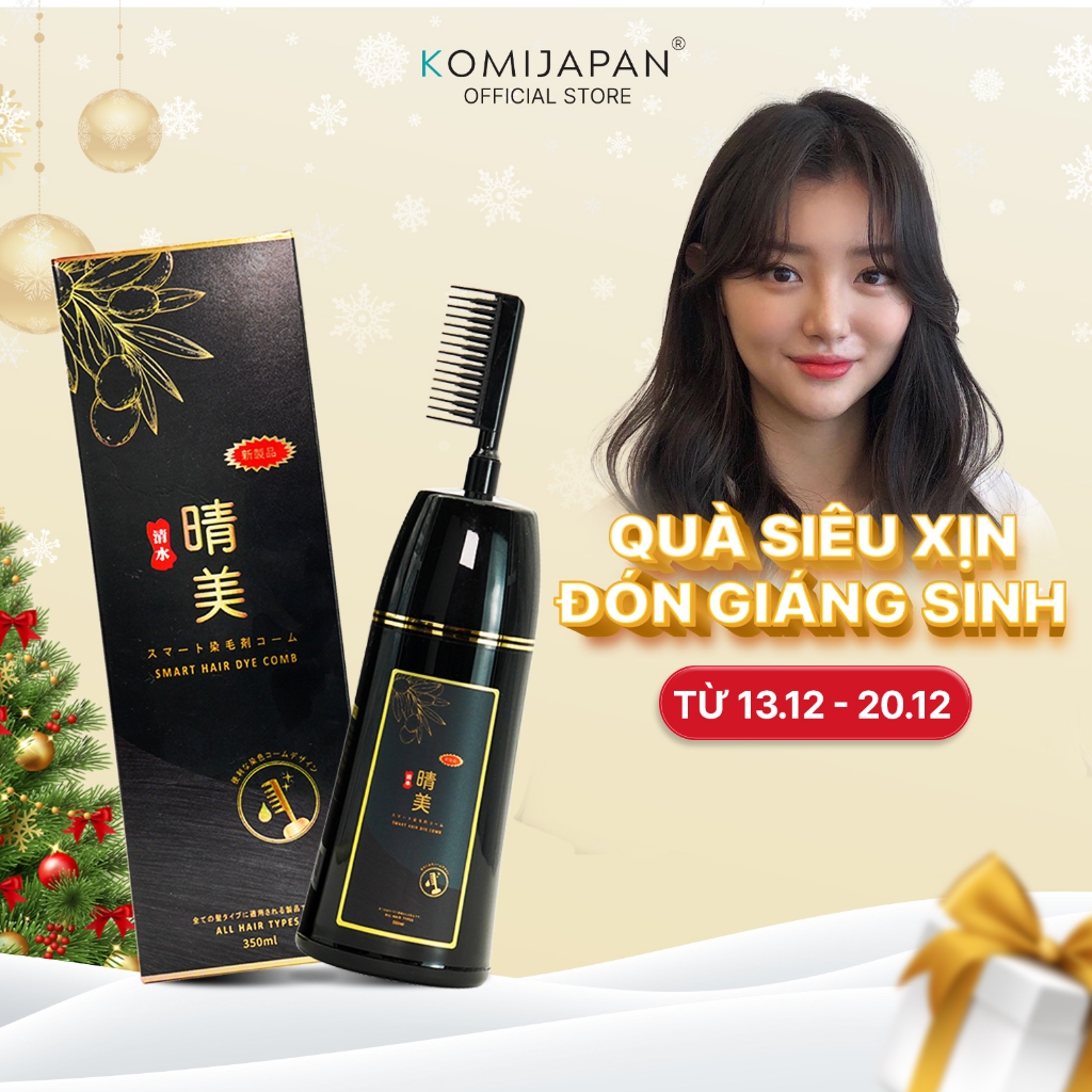 Lược gội phủ bạc Komi Japan màu đen tự nhiên 350ml