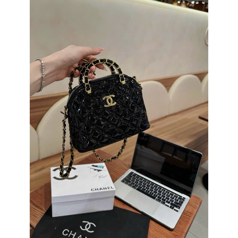 Túi da bóng dáng hến quai xách -ảnh shop chụp thật