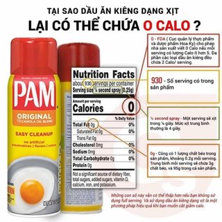 Dầu ăn kiêng PAM Original.