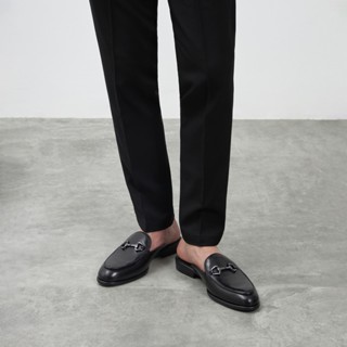 Giày Sục Nam Nữ TARMOR Màu Đen Da Trơn Có Khoá Dây Cương ML03 - Horsebit Mules in Smooth Leather ML03