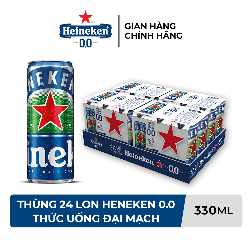 HỎA TỐC HCM - Thùng 24 lon Thức uống đại mạch Heineken 0.0 330ml/lon