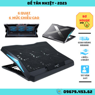Đế tản nhiệt laptop 6 fan có led Thông Minh Cao Cấp Có Gờ Chống Trượt