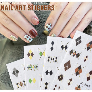 Stick dán móng hình caro làm nail miếng dán móng