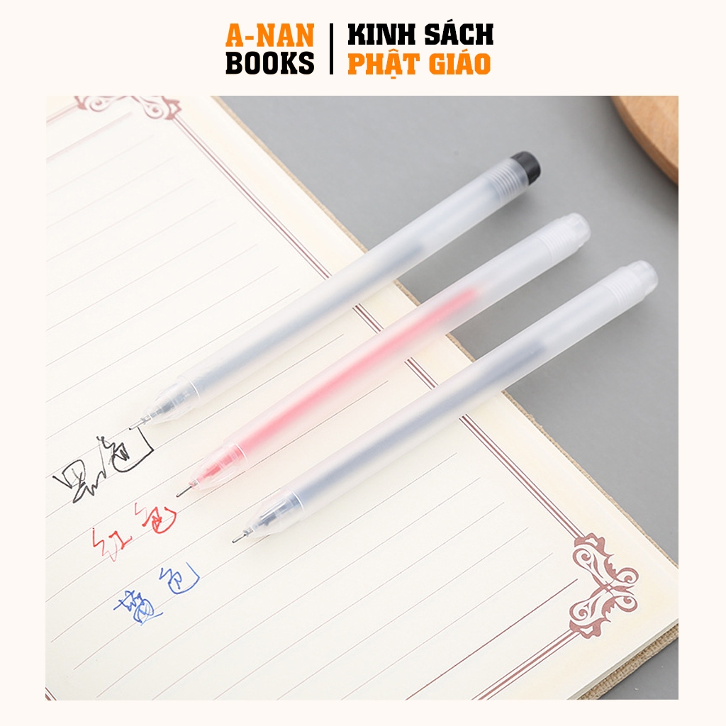 Bút chép kinh, bút Gel bút bi nước văn phòng mực gel 0.5mm mực đều nét chữ đẹp, không lem màu xanh, đen - Anan Books