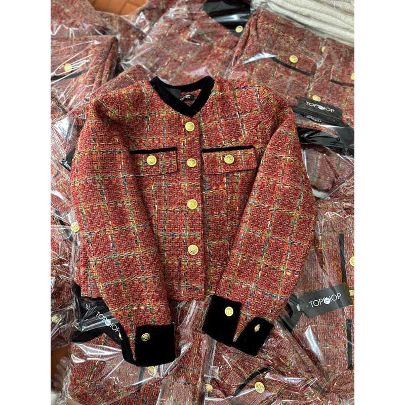 Áo dạ tweed nắp túi