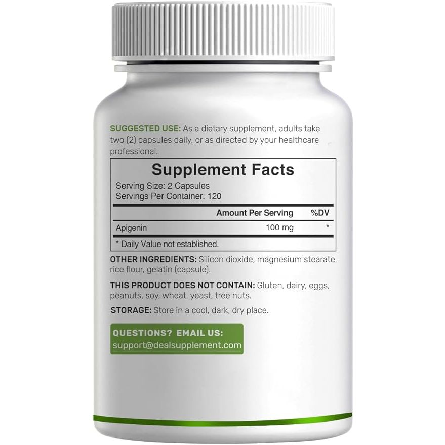 Deal Supplement Apigenin 100mg - Viên uống hỗ trợ giấc ngủ, tim mạch, chống viêm và chống oxy hóa 240 viên