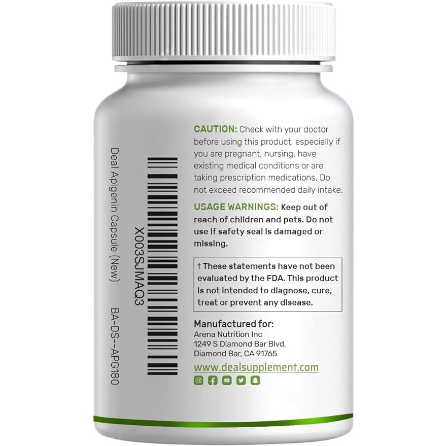 Deal Supplement Apigenin 100mg - Viên uống hỗ trợ giấc ngủ, tim mạch, chống viêm và chống oxy hóa 240 viên