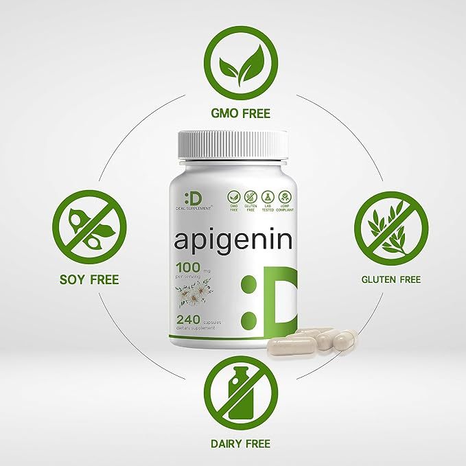 Deal Supplement Apigenin 100mg - Viên uống hỗ trợ giấc ngủ, tim mạch, chống viêm và chống oxy hóa 240 viên
