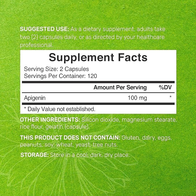 Deal Supplement Apigenin 100mg - Viên uống hỗ trợ giấc ngủ, tim mạch, chống viêm và chống oxy hóa 240 viên