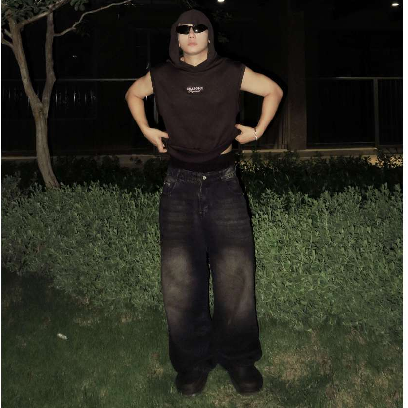 Quần Jean Nam "Dark Indigo Dusty Washed Wide Jeans" Denim Cao cấp Bigsize