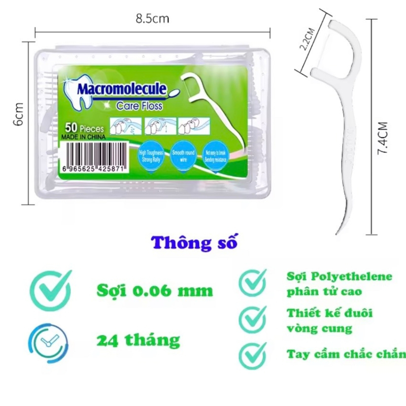 Chỉ Nha Khoa Loại Bỏ Thức Ăn Thừa Hộp 50 Chiếc Tấm Thị, Hộp Tăm Chỉ Nha Khoa Bảo Vệ Răng Miệng Ngừa Sâu Răng