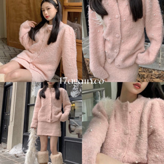 JENNIE SET - Set len hồng áo khoác và chân váy đính ngọc BST đông 2023 MÃ 3003