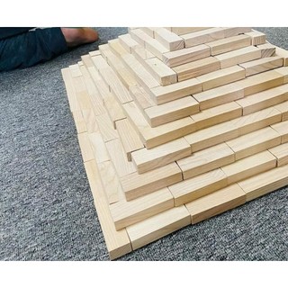 Combo 100 thanh gỗ thông 1.5x1.5x7.5 chơi rút gỗ, domino, xếp hình - đã làm mịn mặt