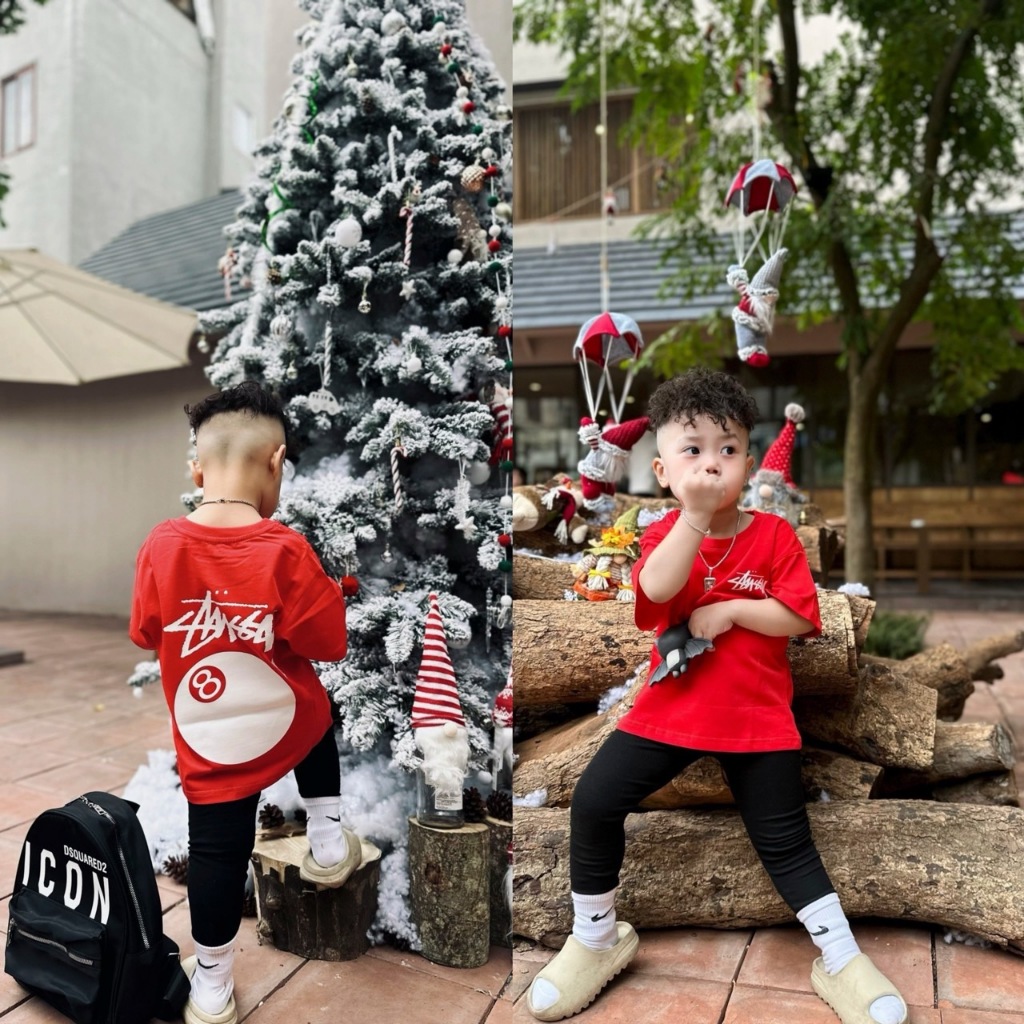 Áo thun cộc tay cho bé hình stussy ball 8, áo thun gia đình,TP KIDS,[M566]