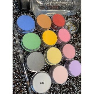 Bột Nail Set 12 hũ bột 10g chuyên đắp hoa bột nail.