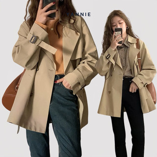 Áo khoác trench coat mangto kaki dáng ngắn basic retro công sở ulzzang Hàn Quốc Yannie