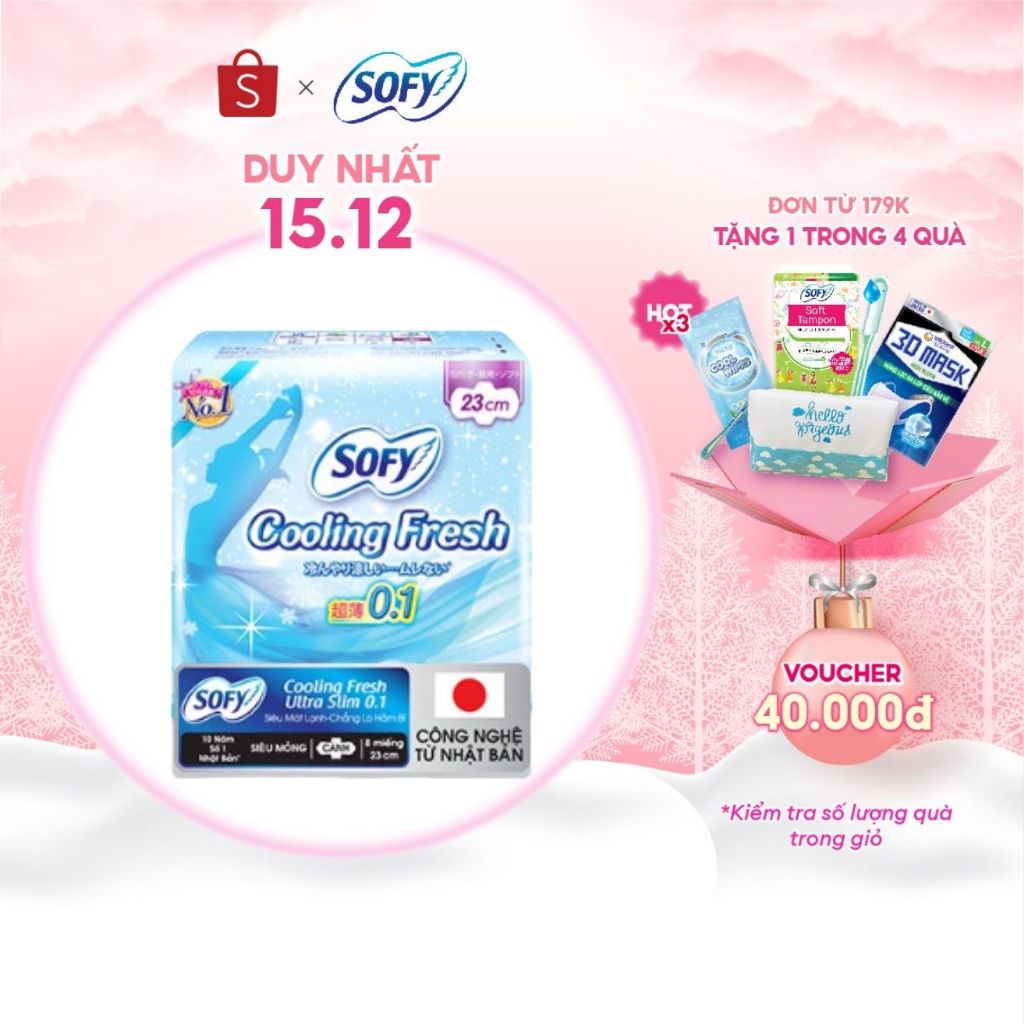 Băng vệ sinh Sofy Cooling Fresh siêu mỏng cánh 23cm gói 8 miếng