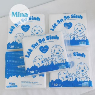 Miếng lót sơ sinh Mina tã lót phân su siêu thấm, chống tràn, an toàn cho bé, tiện lợi cho mẹ bịch 30 miếng