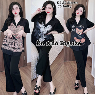 Đồ Bộ Bigsize - Đồ Ngủ Mặc Nhà Pijama Bigsize Lụa Mango Dài Tay Ngắn in 5D Cao Cấp Xinh Xắn 50-100kg