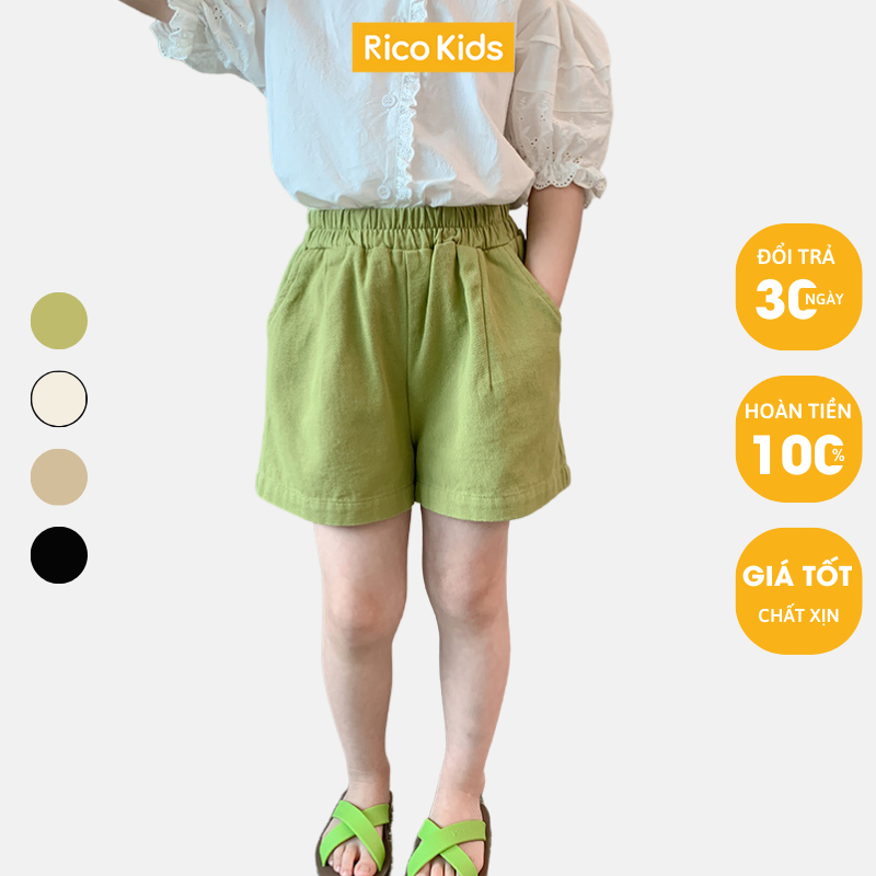 Quần đùi kaki cho bé gái từ 8-35kg quần ngắn thô mềm mát bền chính hãng Ambb Kids mã U029