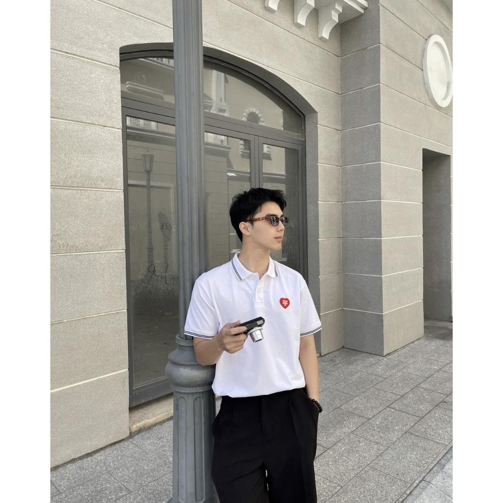 Áo Thun DirtyCoins Heart Patch Regular Polo - White