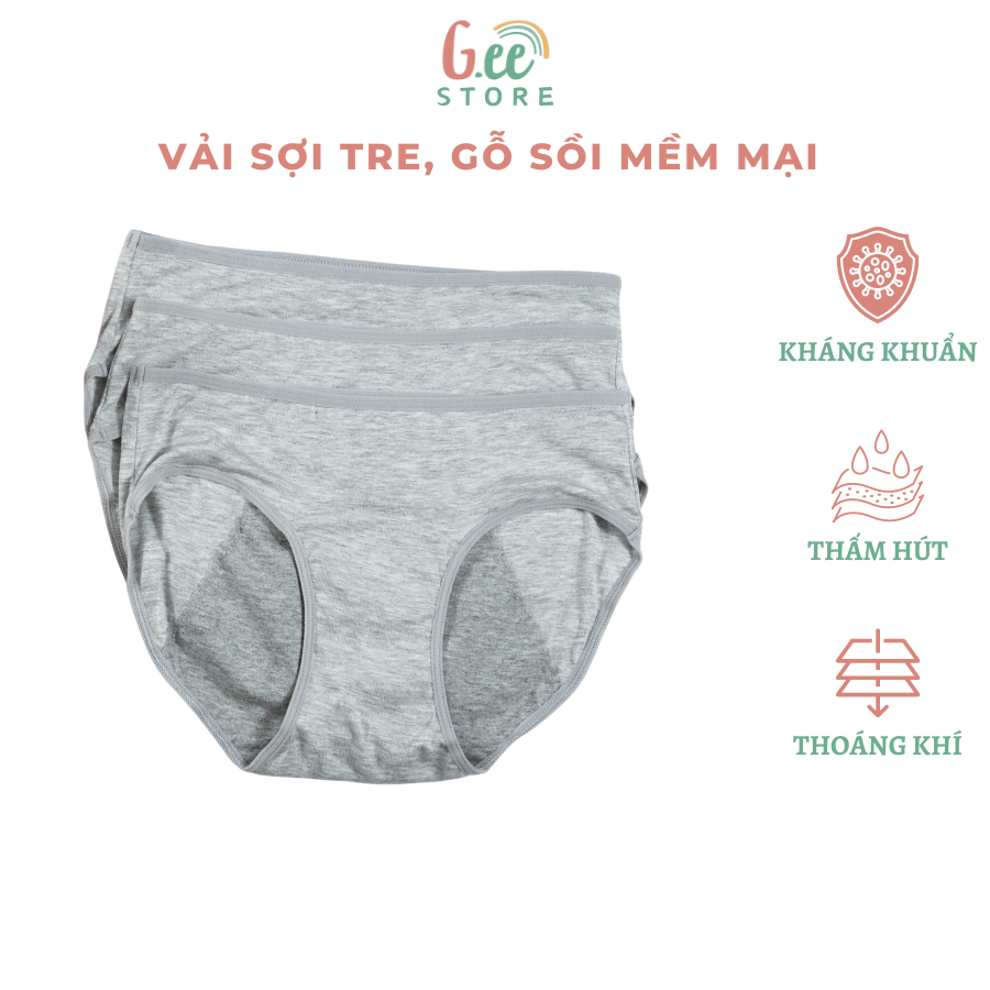 Quần chip CHỐNG CHÀN ngày đèn đỏ vải gỗ sồi mềm mát, set 3 cái thương hiệu Gee