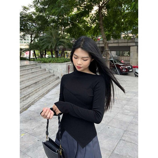 [Có Bigsize] Áo thun tay dài vạt chéo ôm eo