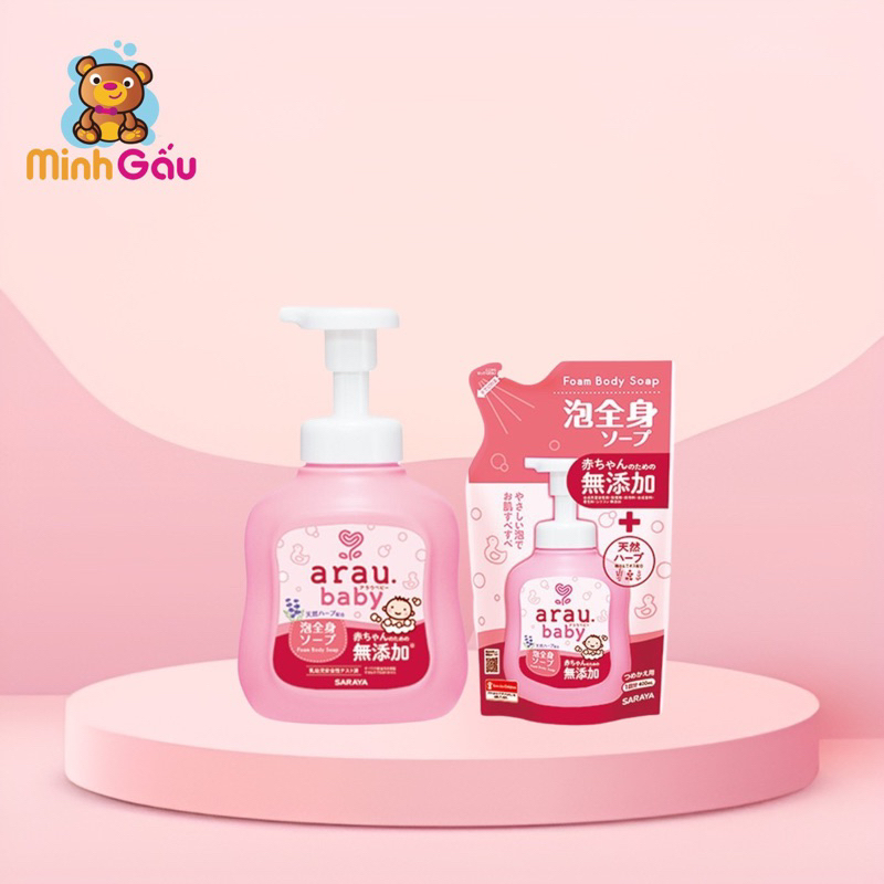 Sữa tắm gội Arau Nhật Bản chiết xuất thảo mộc , có dạng chai và túi