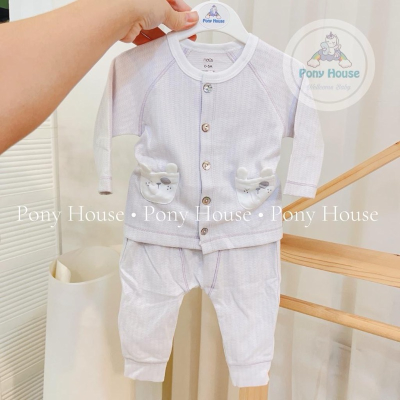 Bộ dài tay NOUS cài giữa mềm mịn (0-3M đến 9-12M)