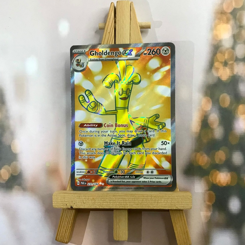 Thẻ hình Pokemon Gholdengo ex 231/182 - Bài lẻ Full Art Secret Rare tiếng Anh chính hãng