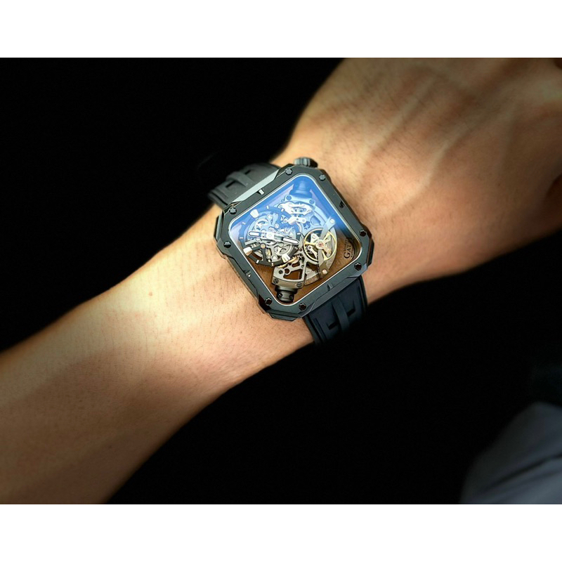 Đồng Hồ Nam  Bonest Gatti BG5804 )Máy Cơ Automatic Mặt Vuông Siz 43mm  Dây Silicon Chính Hãng