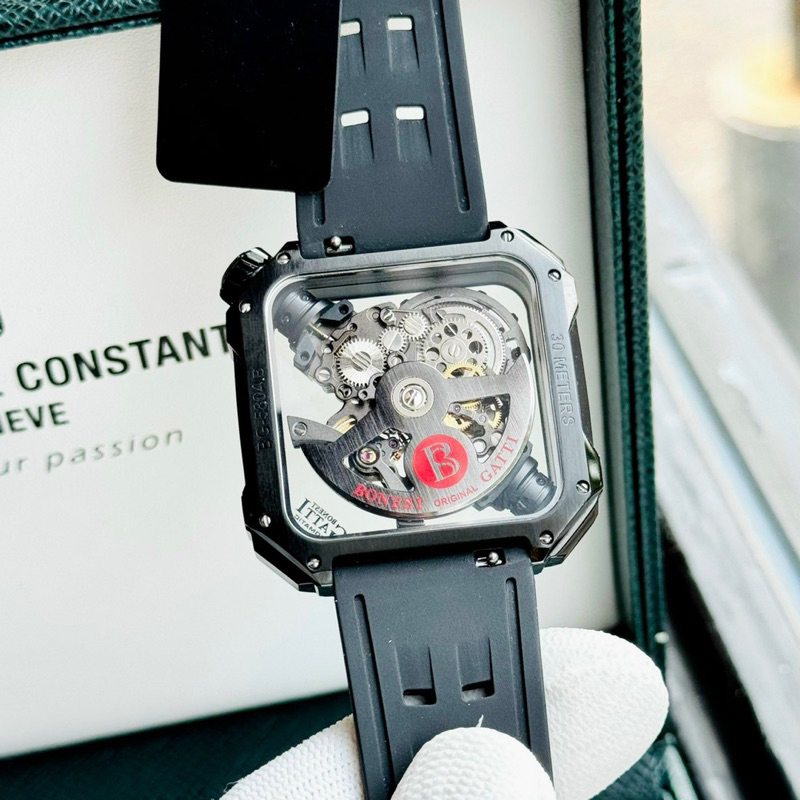 Đồng Hồ Nam  Bonest Gatti BG5804 )Máy Cơ Automatic Mặt Vuông Siz 43mm  Dây Silicon Chính Hãng