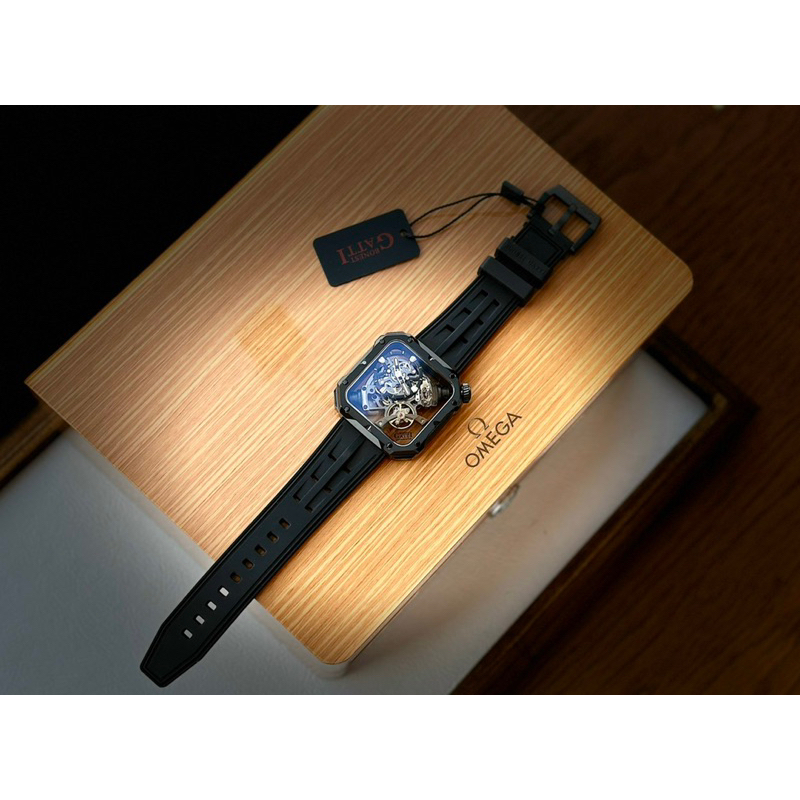 Đồng Hồ Nam  Bonest Gatti BG5804 )Máy Cơ Automatic Mặt Vuông Siz 43mm  Dây Silicon Chính Hãng