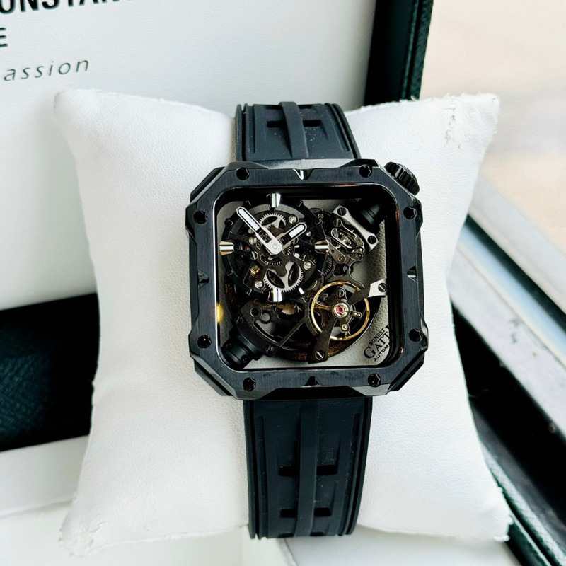 Đồng Hồ Nam  Bonest Gatti BG5804 )Máy Cơ Automatic Mặt Vuông Siz 43mm  Dây Silicon Chính Hãng