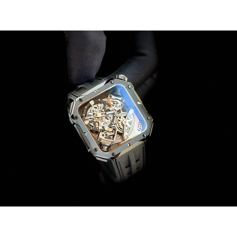 Đồng Hồ Nam  Bonest Gatti BG5804 )Máy Cơ Automatic Mặt Vuông Siz 43mm  Dây Silicon Chính Hãng